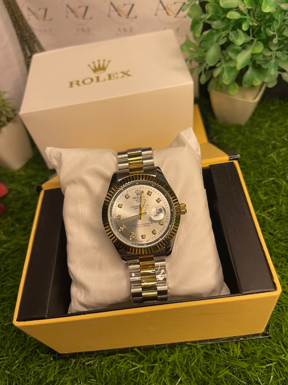 Premium White Dial Men’s Watch – Gold & Silver Two-Tone Bracelet | A&Z Watch Store