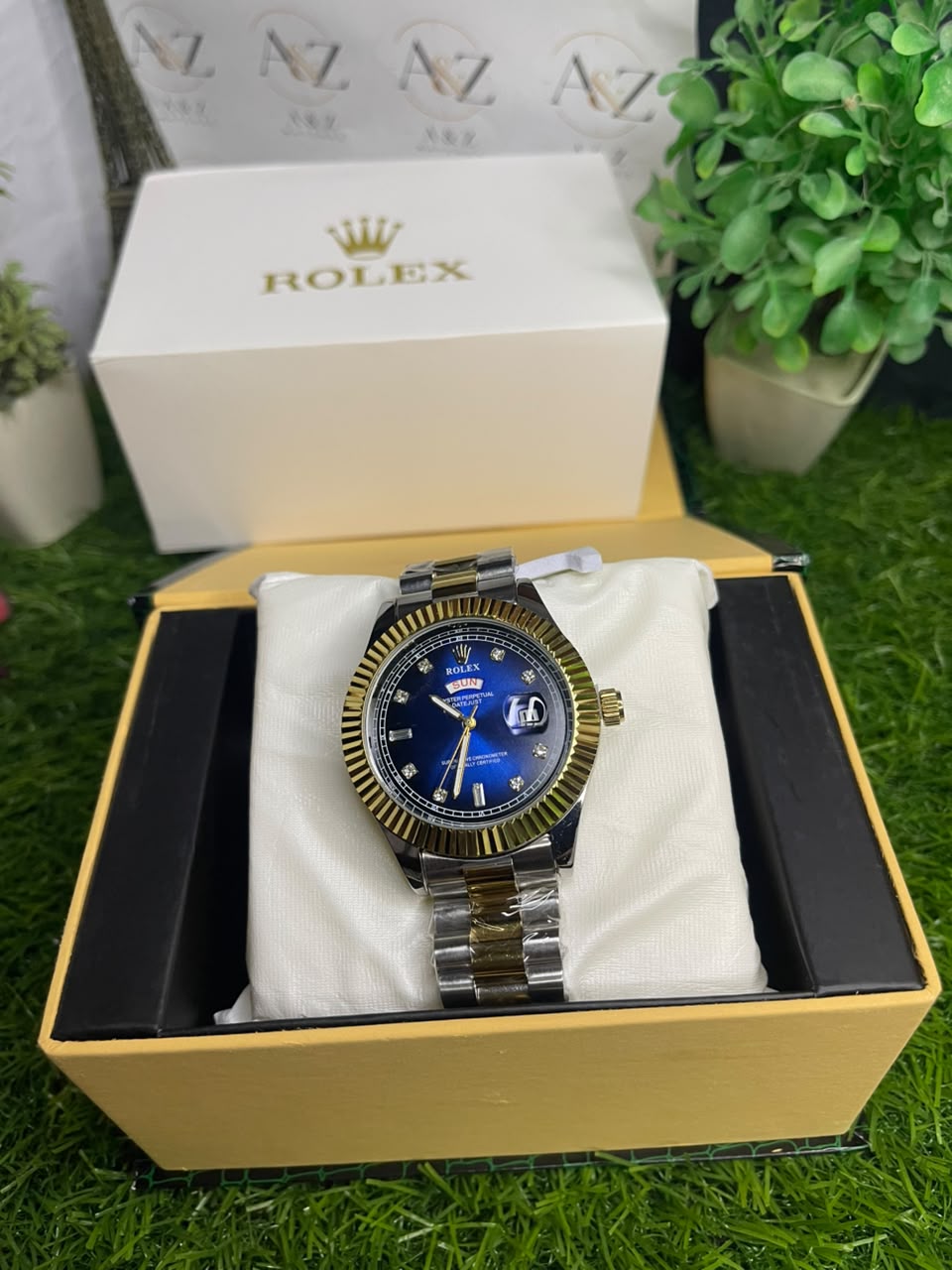 ROLEX Blue Dial Gold & Silver Men’s Luxury Watch