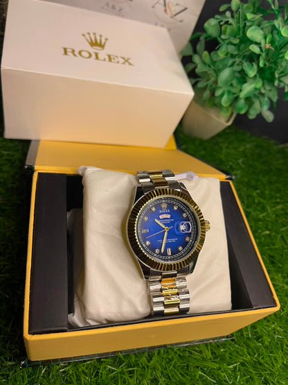 ROLEX Blue Dial Gold & Silver Men’s Luxury Watch