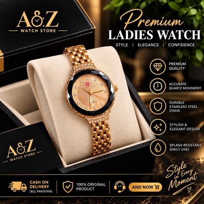 A&Z Premium Gold Ladies Watch – Elegant Luxury Quartz Watch