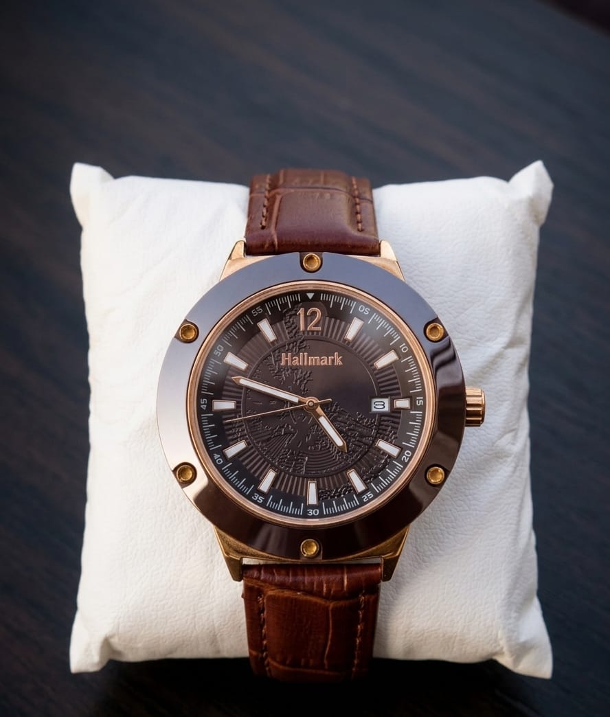 A&Z WATCH Hallmark Classic Rose Gold & Brown Men's Wrist Watch