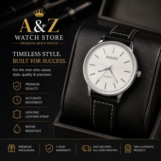 A&Z WATCH Premium RADO Quartz Wrist Watch for Men - Stylish & Casual Design