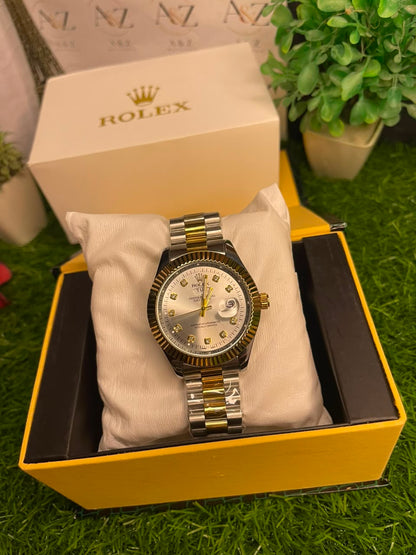 Premium White Dial Men’s Watch – Gold & Silver Two-Tone Bracelet | A&Z Watch Store